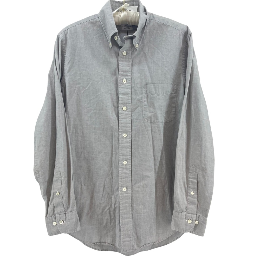 Brooks Brothers Regent Fit Button Down Shirt Men S Gry Micro Check Cotton Oxford